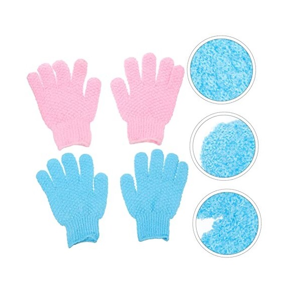 FOMIYES 4 Paires De Gants De Gommage Pour Le Bain Outils De Nettoyage Gants Pour Le Nettoyage Épurateur De Bain Gants De Mass