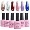 AIMEILI Soak Off UV LED Paillettes Vernis à Ongles Gel Semi-Permanent Lot Color Mix/Multi-Colored Kit Set Ensemble de Couleur