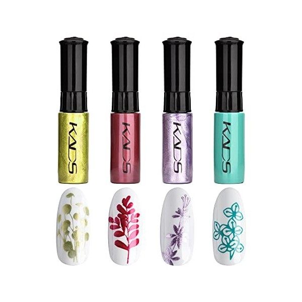 Set de vernis à ongles 4 Couleurs Estampage Polonais Métallique Brillant briller coloré Vernis Stamping Usage double Peinture