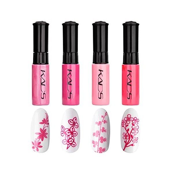 Set de vernis à ongles 4 Couleurs Estampage Polonais Métallique Brillant briller coloré Vernis Stamping Usage double Peinture...