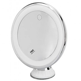 Miroir Rotatif Grossissant 10x avec Trois Lumières pour Un Maquillage détaillé, Le Port des Lentilles de Contact et Une Pince