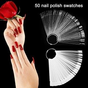 50 / Set Nail Art Conseils Affichage Pratique Bâtons Fan en Forme de Vernis À Ongles Échantillons Nail Couleur Échantillon Na