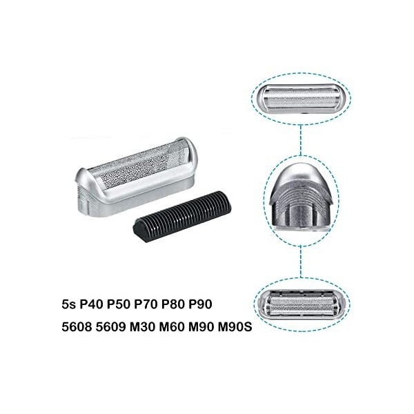 Feuille et Coupe-Rasoir de Rechange 5s pour Compatible avec Braun, Accessoires de Coupe de Pièce de Rasoir de Rechange Kit de