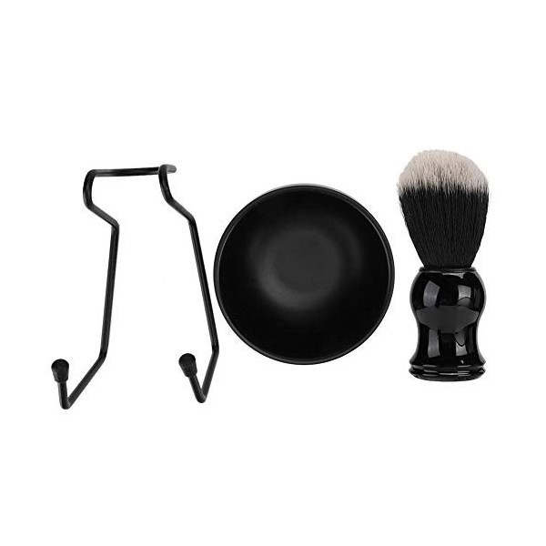 3pcs/set kits doutils de rasage de barbe pour hommes professionnels, support de support + brosse de rasage de cheveux + bol 