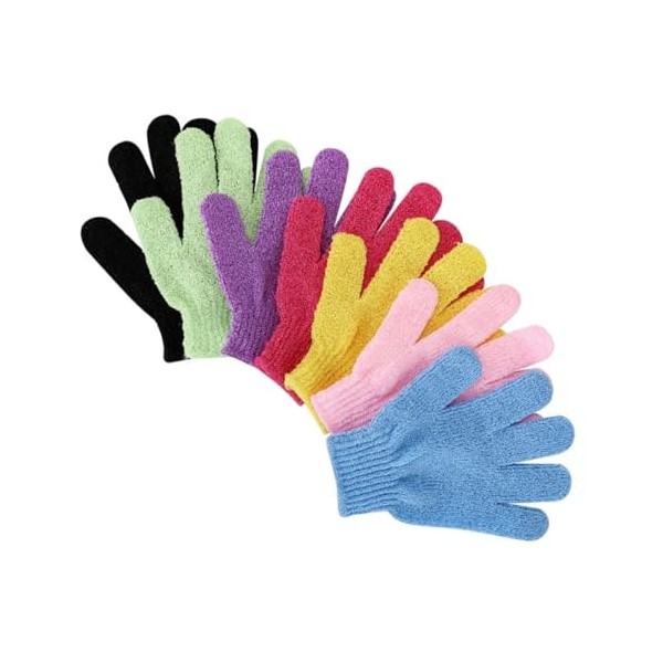 FRCOLOR Lot de 7 gants de nettoyage pour le bain - Brosse exfoliante pour le corps - Gants de bain exfoliants - Outil pour le