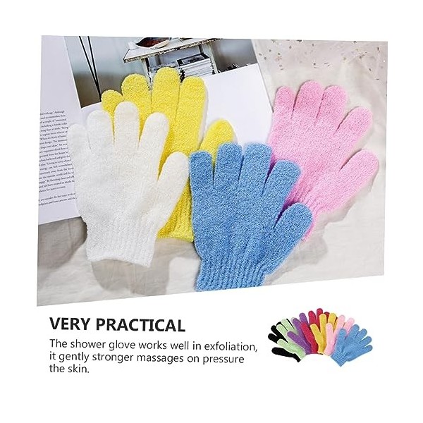 FRCOLOR Lot de 7 gants de nettoyage pour le bain - Brosse exfoliante pour le corps - Gants de bain exfoliants - Outil pour le