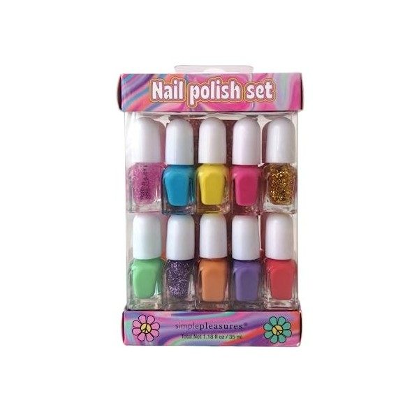 Tri-Coastal Set Smalitni Coloré Kid Friendly, Mini Nail Polish Colelction, 1 paquet de 10 petites couleurs assorties