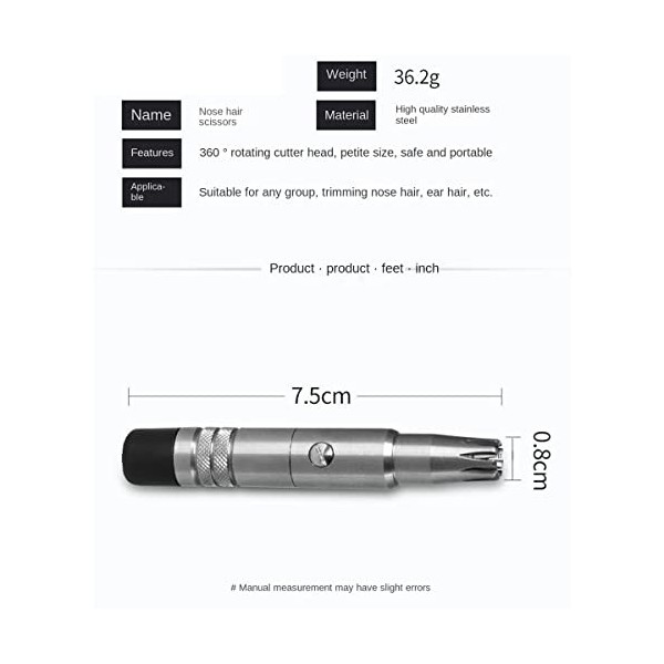 SVRITE 2 PièCes Tondeuse à Poils de Nez Manuelle Nettoyeurs de Rasage de Narine Tondeuse à Poils de Nez Portable