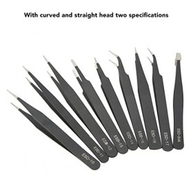 Ensemble De Pinces à épiler, Ensemble De 9 Pinces à épiler En Acier Inoxydable, Antidérapantes Avec Pointes, Pointes Incurvée