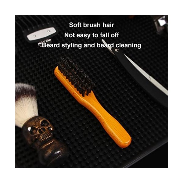 Brosse de Coiffage de Barbe, Manche en Bois Portable, Outil de Nettoyage de Moustache de Cheveux Cassés pour Hommes et Femmes