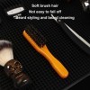 Brosse de Coiffage de Barbe, Manche en Bois Portable, Outil de Nettoyage de Moustache de Cheveux Cassés pour Hommes et Femmes