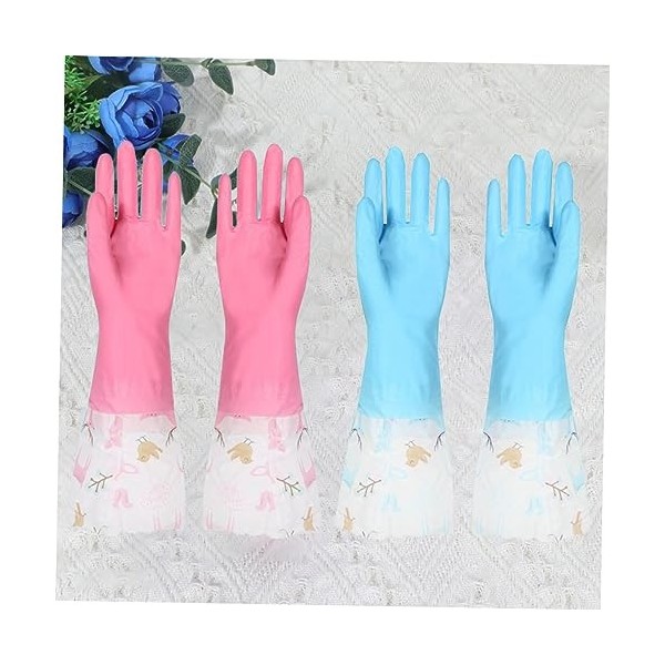 SOLUSTRE 2 Paires De Gants Pour Le Nettoyage Gants En Latex Gants Imperméables Gants Épais Gants En Pvc Gants De Vaisselle Ga