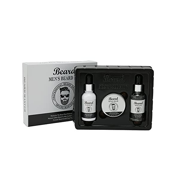 Kit De Soin Quotidien de la Barbe, Crème Hydratante, Liquide Hydratant Pour Lentretien Nourrissant de la Barbe