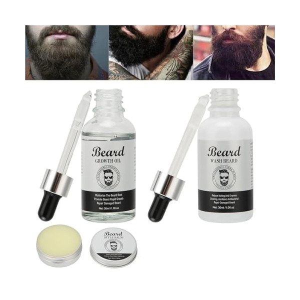 Kit De Soin Quotidien de la Barbe, Crème Hydratante, Liquide Hydratant Pour Lentretien Nourrissant de la Barbe