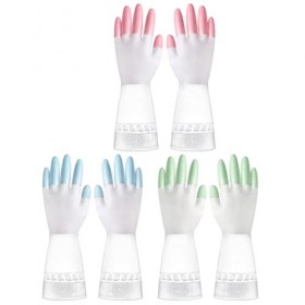 KOMBIUDA 3 Paires Gants De Nettoyage De Vaisselle Le Sur-gant Gants De Cuisine En Caoutchouc Gants De Vaisselle De Cuisine Mé