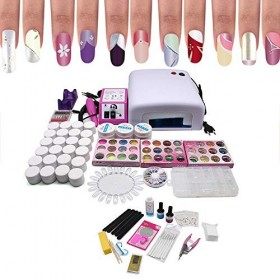 Gel UV Ensemble Starter Set Nail Studio Set Nail Set Pour Nail Art Nail Salon 36W pour ongles artificiels et débutants avec g