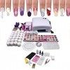 Gel UV Ensemble Starter Set Nail Studio Set Nail Set Pour Nail Art Nail Salon 36W pour ongles artificiels et débutants avec g