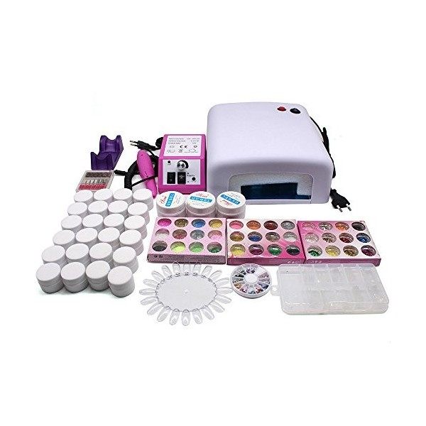 Gel UV Ensemble Starter Set Nail Studio Set Nail Set Pour Nail Art Nail Salon 36W pour ongles artificiels et débutants avec g