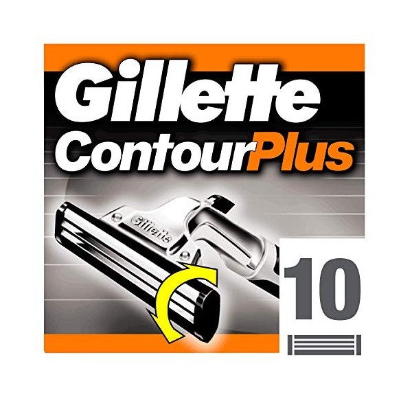 Gillette ContourPlus Lubrastrip Lames de Rasoir pour Homme 10 Recharges