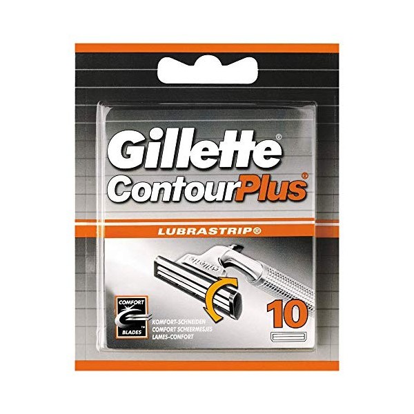 Gillette ContourPlus Lubrastrip Lames de Rasoir pour Homme 10 Recharges