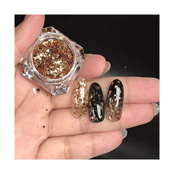 6 Boîte Magique Miroir Nail Glitter Paillettes Irrégulières Paillettes Nail Art Poudre Scintillante En Aluminium Chrome Pigme