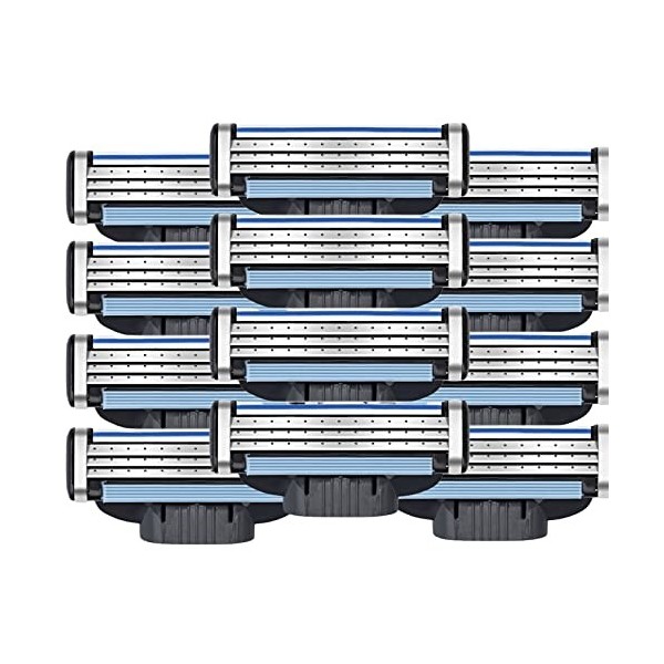 Lames de rasage pour hommes, lames de rasage recharge alternative aux lames de rasage manuelles, 3 Lames en acier renforcées 