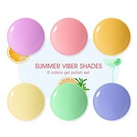 RSTYLE Vernis Semi Permanent, 6PCS Multicolore Couleurs Set French Lot Vernis à Ongles en Gel Pour Salon Soak Off Manucure B