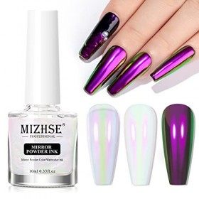 MIZHSE Vernis à ongles Chrome Poudre À Ongles Liquide Manucure Chrome Liquide pour Nail Art Néon Caméléon Effet Perle 1PC 10M