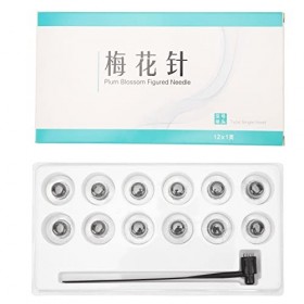 Marteau à Aiguilles Sept étoiles en Acier Inoxydable Fleur de Prunier Dermique avec 12 Têtes de Remplacement et Marteau à Pea