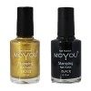 Moyou Nails - Lot De 2 Vernis À Ongles Design Extra Viscose Pour Tampon Facile Utiliser Couleurs Noir Et Blanc Impact Brillan