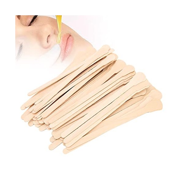 Bâtons Dapplicateur de Cire à Bois 50 Pièces, Bâtonnets de Cire à Sourcils, Spatules de Cire à Bois pour le Visage et Petits