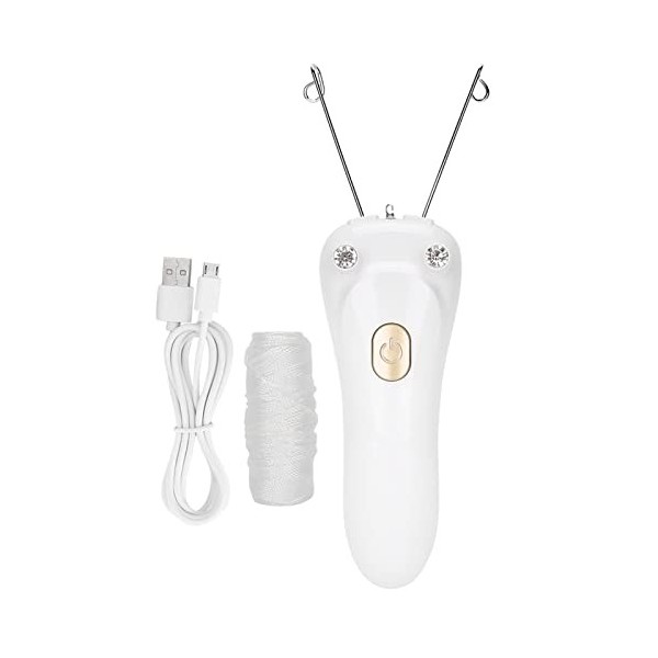 Épilateur électrique à Filetage avec Chargement USB, Fil de Coton, Non Stimulant, épilation en Profondeur, Peau Lisse et Bell
