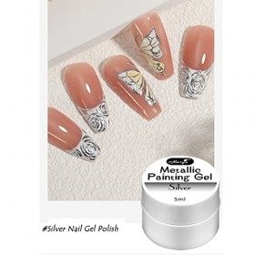 Metallic Painted UV Gel Nail Polish,3 Colors 3D Nail Art Creative Elastic Metallic Painted Glue Soak Off Nail Polish Home DIY