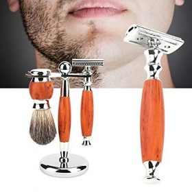 Ensemble de Blaireaux de Rasage, Blaireau pour Mousse Humide, Support Durable avec Support à Outils Amovible, Lame Remplaçabl