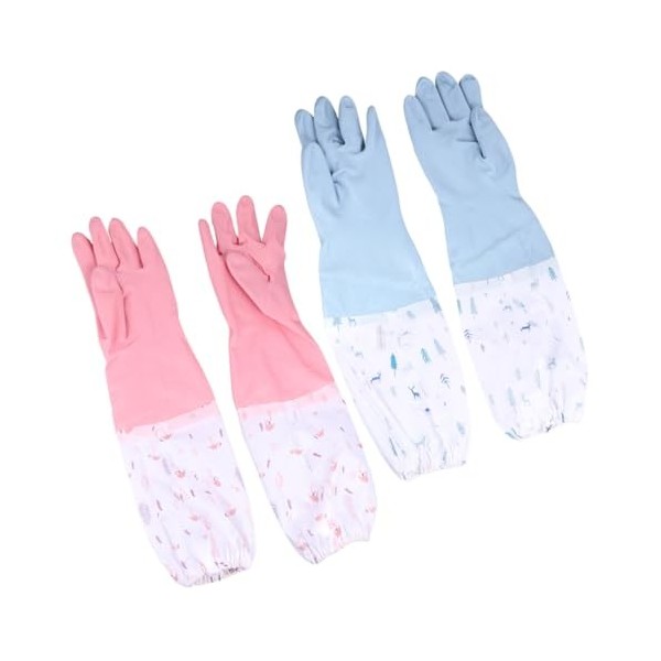 Mobestech 2 Paires De Gants En Latex Gants En Plastique Gants De Cuisine Gants Longs Protection Gants En Caoutchouc Gants Imp