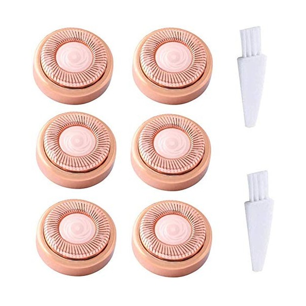 Poweka Poweka Lot de 6 têtes dépilation du visage pour une épilation impeccable – Rosy Gold Heads Lames impeccables pour lèv