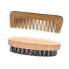 Kits de Rasage Manuel pour Hommes 1 Brosse à Barbe 1 Peigne à Barbe Soin de la Barbe Ensemble Peigne et Brosse en Poils de Sa