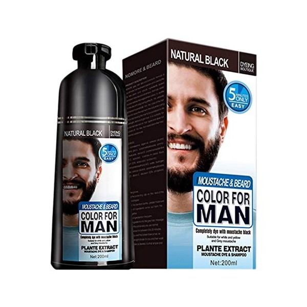 Shampooing Permanent de Colorant de Barbe pour Barbe Mourant EnlèVement Blanc Gris Barbe Cheveux Barbe Shampooing 200ML