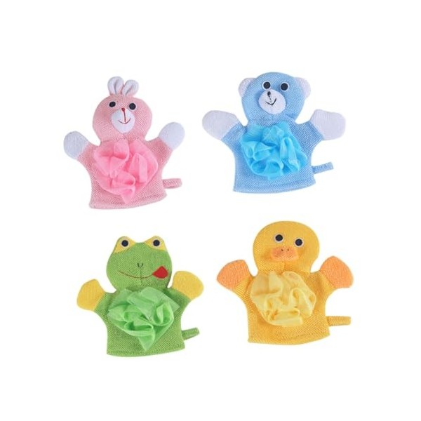 POPETPOP 4 Pièces Bande Dessinée Gants De Douche Exfolier Luffa Épurateur Hommes Corps Gommage Douche Épurateur Pour Le Corps