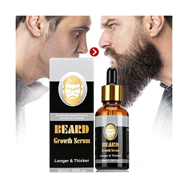 Desllrey Kit de repousse des cheveux de barbe pour homme - Sérum activateur de croissance de barbe - Rouleau de barbe pour ho