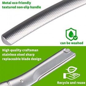 Rasoir à sourcils, Dermaplaning, Poignée texturée antidérapante Silver Diamond, Tondeuse à sourcils en acier inoxydable, Lame