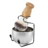 Wskderliner 3 en 1 Brosse à barbe Kit, Bol à Savon à Barbe en Acier Inoxydable, Tasse à Crème à Raser et Support Titulaire po