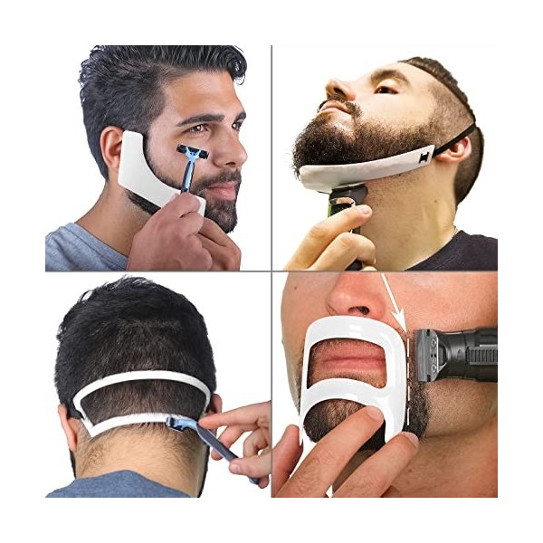 Linkidea Guide de rasage pour barbe et décolleté, kit doutils de coupe de cheveux pour homme, barbiche moustache, modèle de 