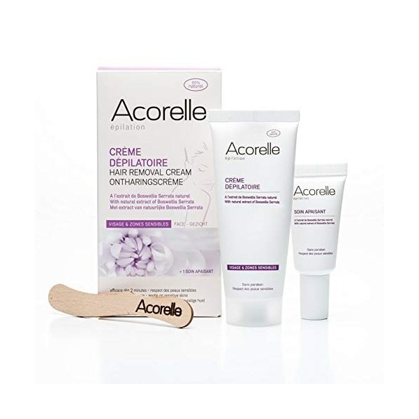 Acorelle Epilation Crème Dépilatoire Visage et Zones Sensibles 75ml