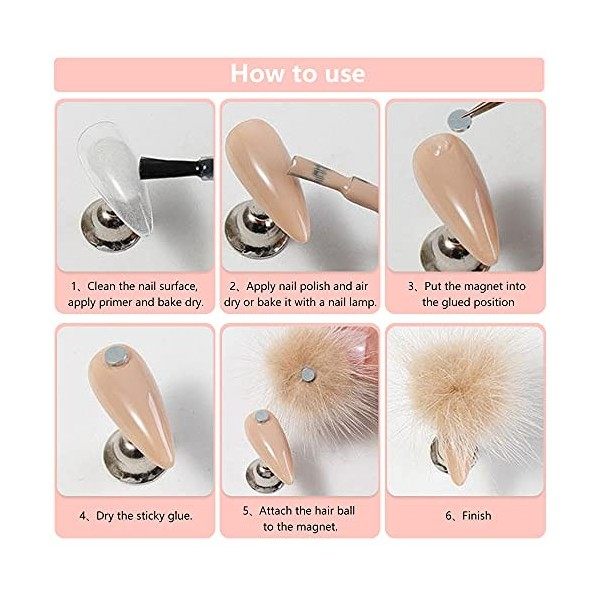 LIONVISON Boule en Peluche Nail Pom Pom, 24pcs 3D Magnet Ongle Pom, 12 Couleurs Soft Fluffy Pom Détachable Magnetic Nail Fur 