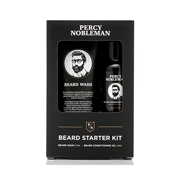 Kit de démarrage pour prendre soin de la barbe Percy Nobleman, un coffret cadeau kit de toilettage de la barbe contenant une 