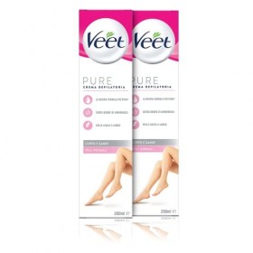 Veet Crème dépilatoire Silk & Fresh Technology Peaux Normales, 2 boîtes de 200 ml