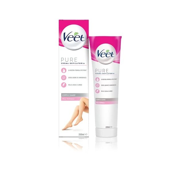 Veet Crème dépilatoire Silk & Fresh Technology Peaux Normales, 2 boîtes de 200 ml