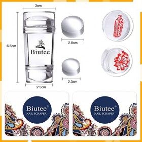 Biutee Set de Stamping Nail Art Kit destampage dongles 15 pièces modèles dart dongle avec motifs danimaux, de feuilles e