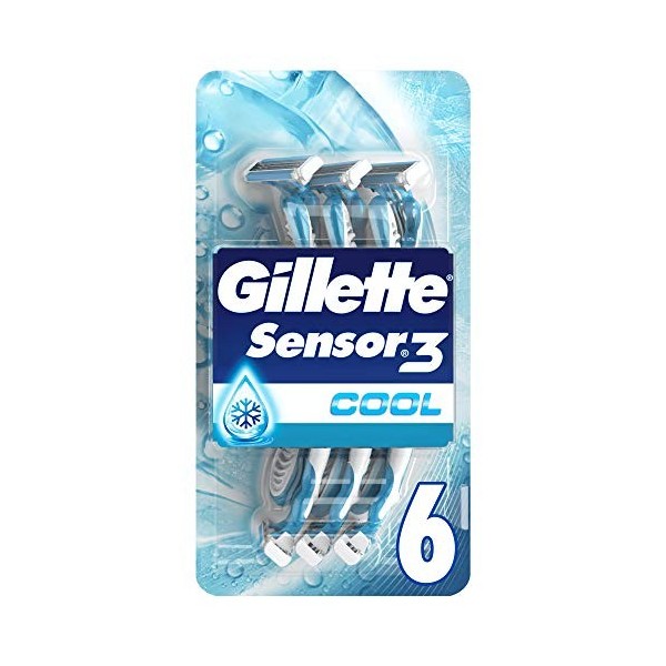 Gillette Sensor3 Cool Rasoirs Jetables Homme, Pack de 6 Rasoirs [OFFICIEL]